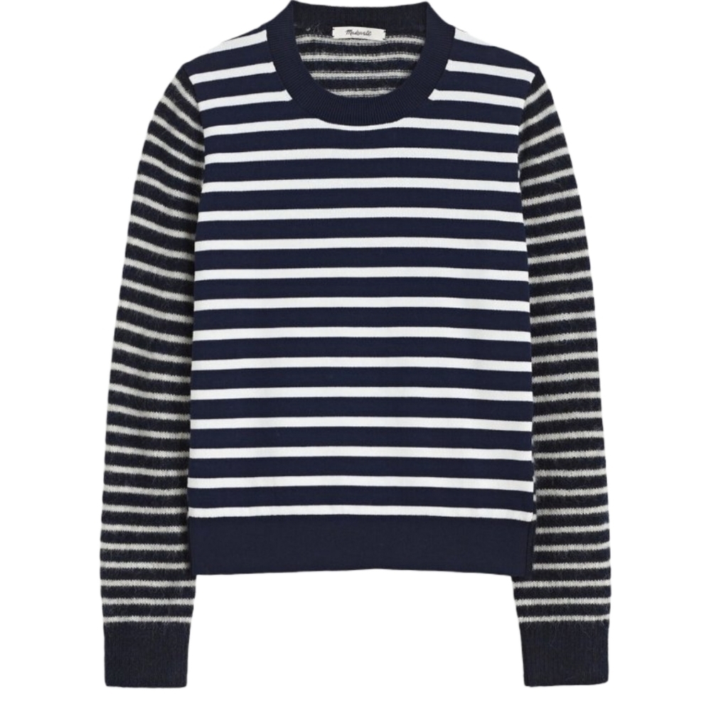 Madewell Mixed-Yarn Striped Sweater Women's Size Small  Navy Blue NWT
